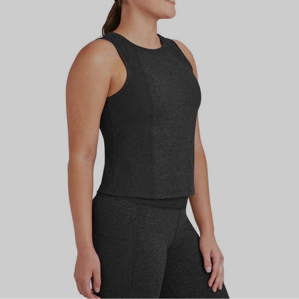 🔥ATHLETIC GREY SOFT RIB WORKOUT TANK FITNESS YOGA TOP